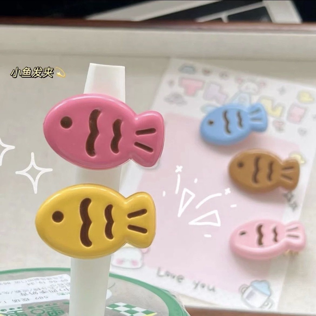 Dễ Thương Kẹp Tóc Dày Dặn Màu Kẹo Họa Tiết Hoạt Hình Phong Cách Nhật Hàn Xinh Xắn