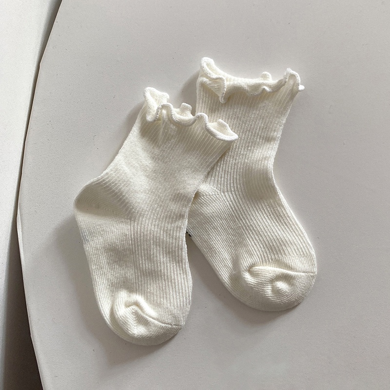Màu Trơn Xù Cho Bé Tất Thoáng Khí Mềm Mại Cotton Tập Đi Bé Gái Tất Mắt Cá Chân Thoải Mái Co Giãn Trẻ Em Giữa Tất
