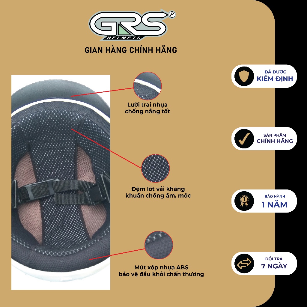 Mũ bảo hiểm nửa đầu lưỡi trai GRS A760