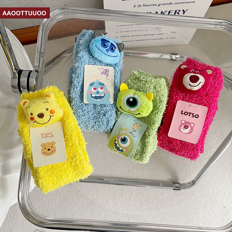 SANRIO Vớ Nhung San Hô Dày Dặn Ấm Áp Họa Tiết Hoạt Hình Dễ Thương Cho Nữ