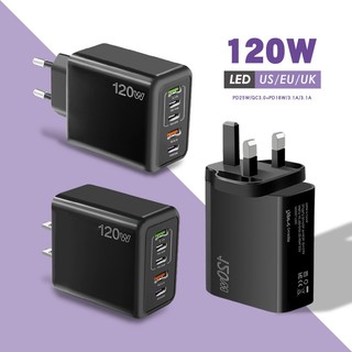 Bộ sạc nhanh 120W Đầu sạc đa cổng PD + USB Châu Âu và Hoa Kỳ Bộ sạc điện thoại di động tiêu chuẩn Anh Bộ chuyển đổi máy tính bảng