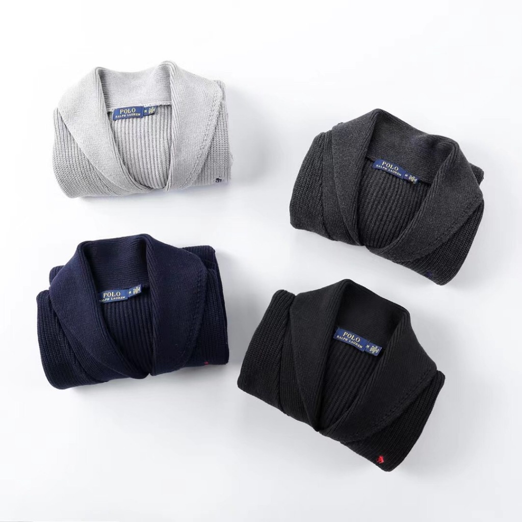 Áo khoác mùa thu đông Áo len cardigan có cổ Ralph Lauren Áo len dày POLO Áo khoác nam dài tay áo len công sở giản dị phong cách quý ông thời trang nam