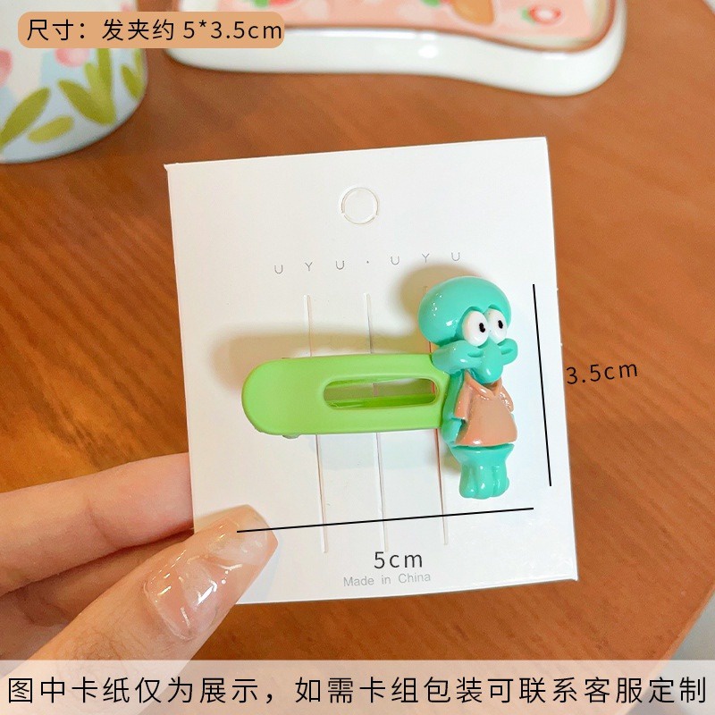 Kẹp Tóc Hình Vuông Cỡ Nhỏ Họa Tiết Hoạt Hình spongebob Dễ Thương Cho Bé Gái