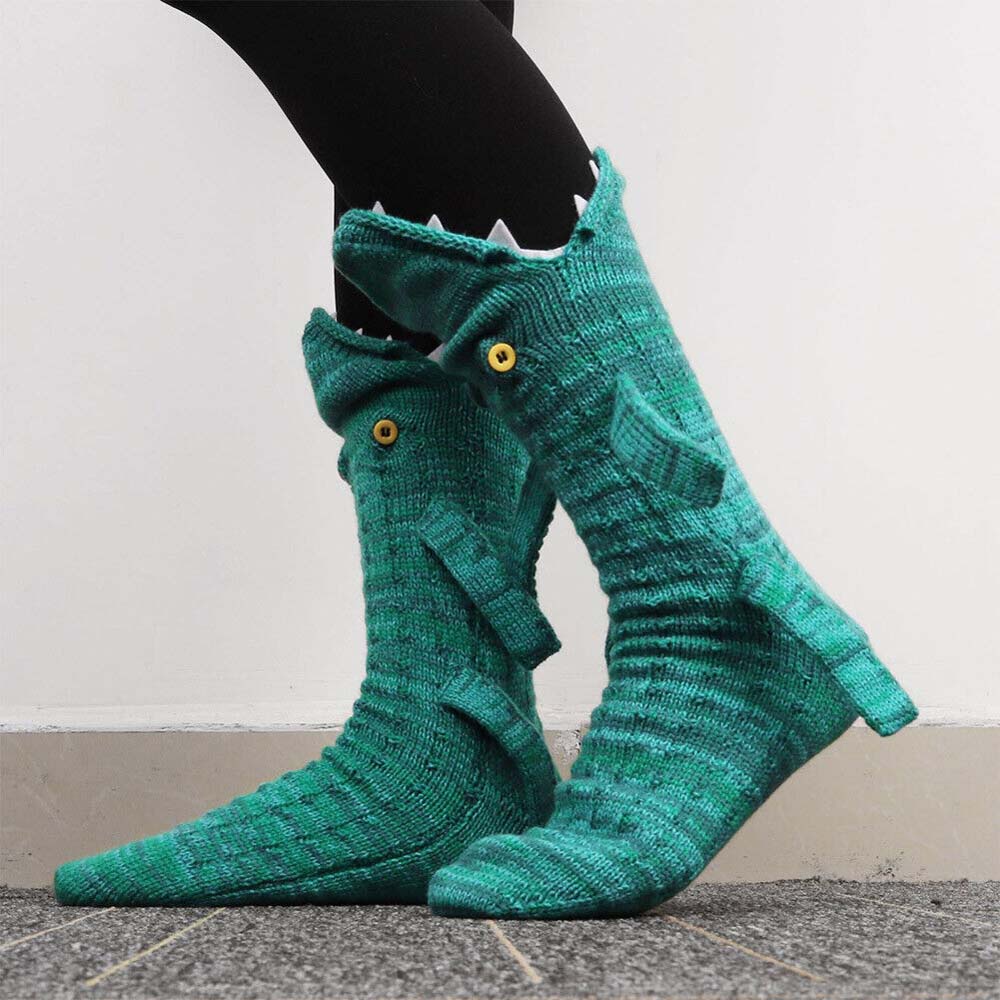 Christmas Knit Crocodile Socks Knit Animal Socks Funky Knitting Pattern Gifts