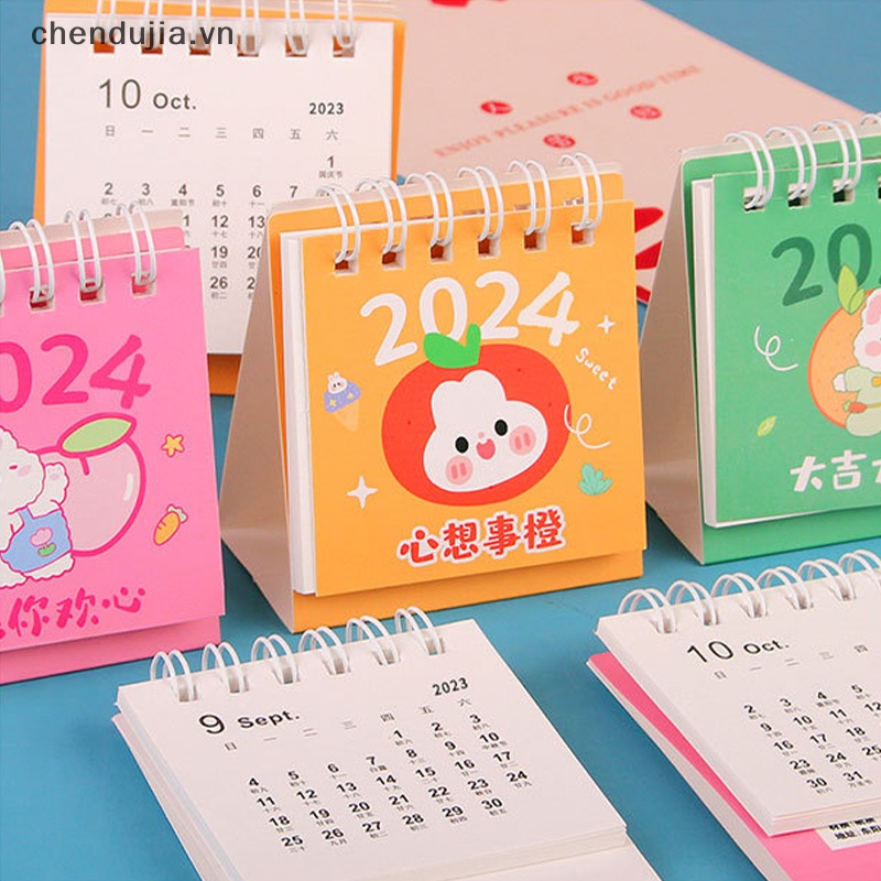 Lịch 2024 mini Để Bàn Họa Tiết Dễ Thương Bắt Mắt Sành Điệu
