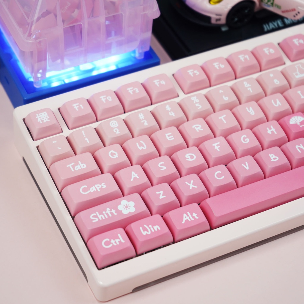 Keycaps chủ đề màu hồng Sakura, keycap 131 phím, chiều cao XDA 9,5mm, thăng hoa PBT, thích hợp cho bàn phím phím 87/68/84/104/108