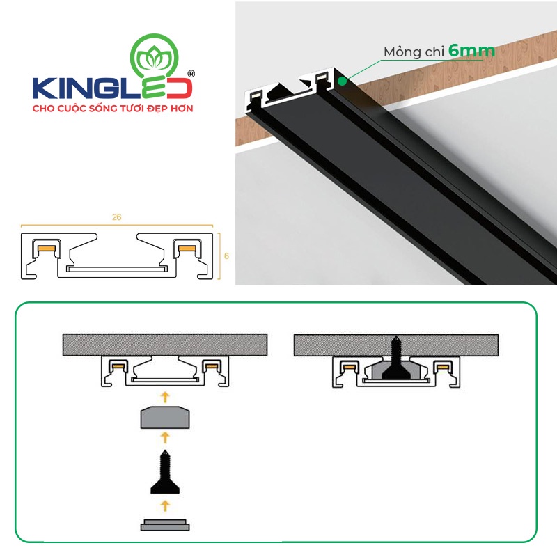 THANH RAY LĂP NỔI 1M - PHỤ KIỆN ĐÈN LED RAY NAM CHÂM SIÊU MỎNG