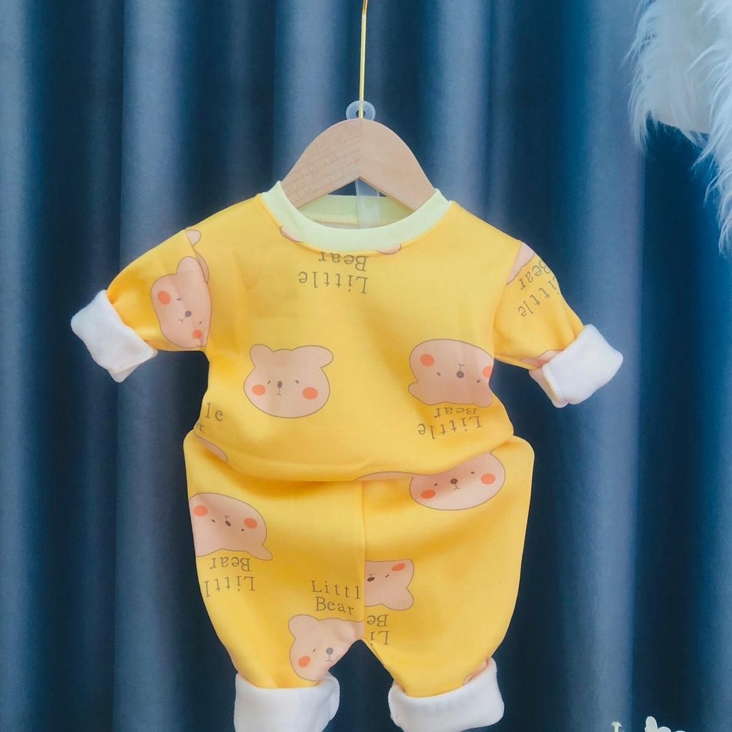 Bộ nỉ lót lông bé gái size 3-14kg