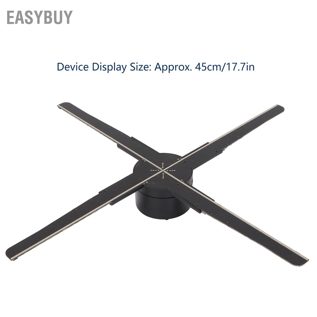 Easybuy Máy chiếu hiển thị quạt ba chiều G45 3D 45cm 30W quảng cáo 4 lưỡi với 510 hạt LED 100‑240V