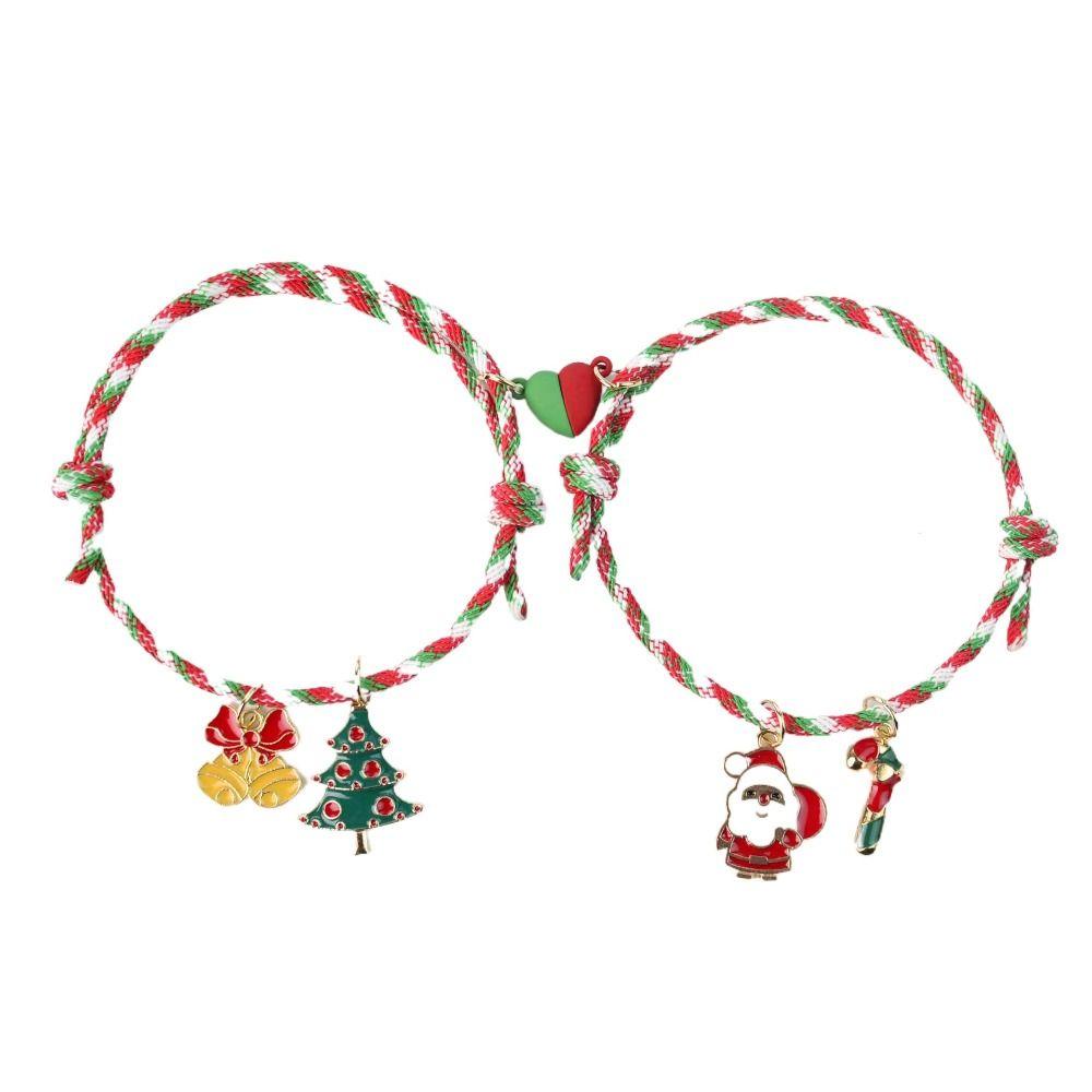 Skjk set 2 Vòng Tay Giáng Sinh Dạng Kéo Hình Ông Già Noel / Nai Sừng Tấm Cho Cặp Đôi