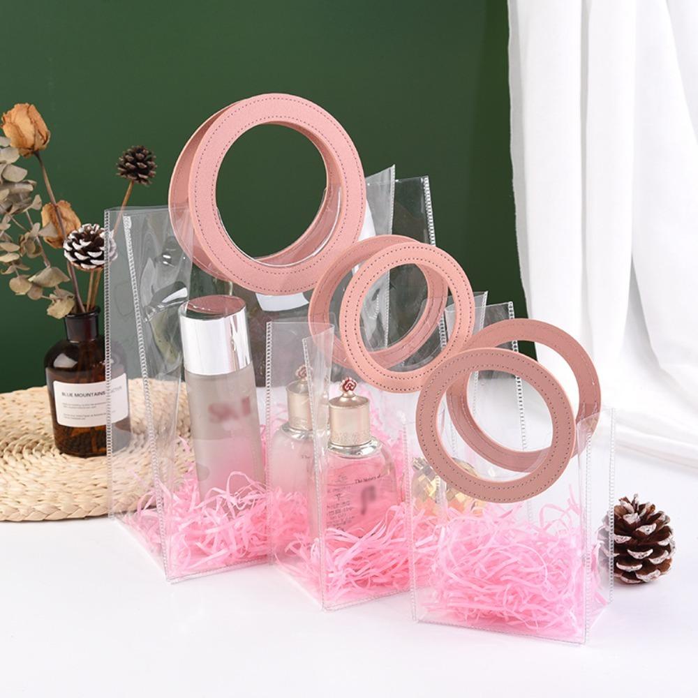 LLCY Túi tote Bằng pvc Trong Suốt Hình Tròn / Vuông Có Tay Cầm Chống Nước