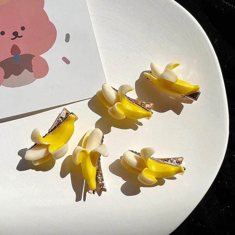 PVN61608 Kẹp Tóc Hình Quả Chuối Dễ Thương Sáng Tạo Vui Nhộn Cho Nữ
