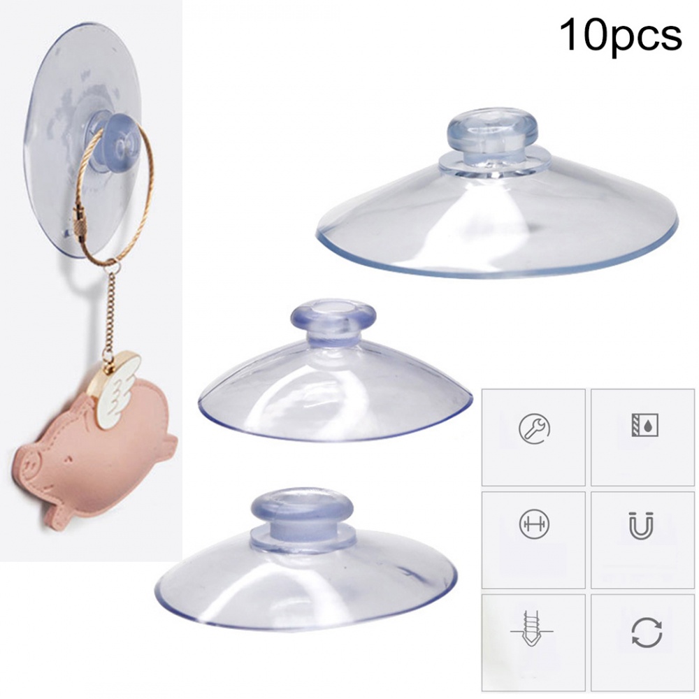 Set 10 Móc Treo Đồ Bằng Nhựa Trong Suốt Có Giác Hút Gắn Cửa Kính