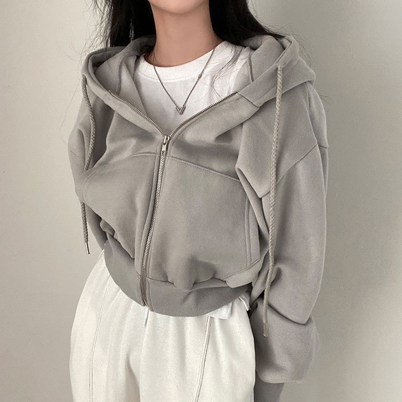 Áo hoodie nam nữ form rộng chất nỉ bông 2 lớp dày dặn - Áo khoác nỉ quảng châu 2 lớp cực dày kiểu dáng hoodie zip trơn