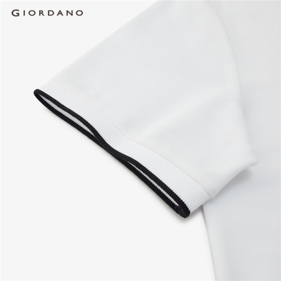 Áo polo nam GIORDANO 01012426 tay ngắn kẻ sọc màu tương phản cổ điển nhiều màu sắc