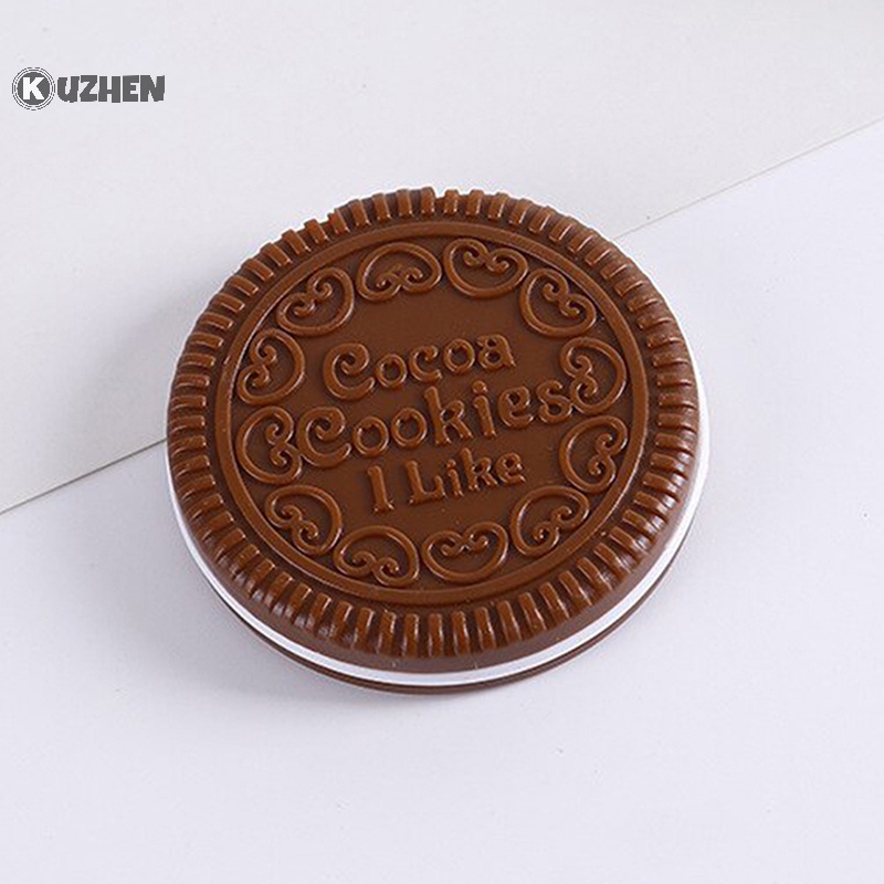 Kuzhen Gương Trang Điểm mini Bỏ Túi Kèm Lược Thiết Kế Hình Bánh Quy Sô Cô La Dễ Thương