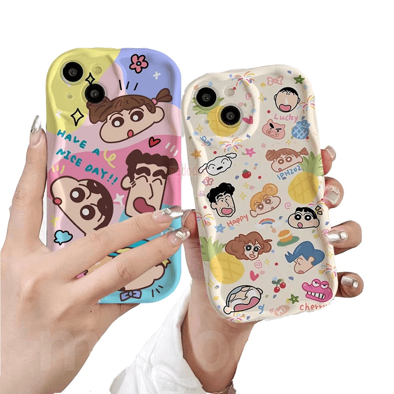 Ốp lưng Cartoon Redmi Note 13 Pro+ 12S 4G 12 Pro Plus 5G 13C 12C A1 A2 11S 11 10C 10 9T 9C 9A POCO X5 Cute Crayon Shin-chan Sakurada Nene Candy Wavy Cream Edge Fine hole Airbag Shockproof Soft Phone Case Full Back Cover NY 66