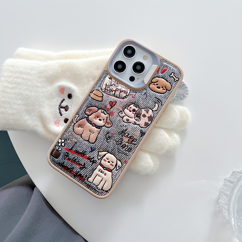 Bao Da Điện Thoại Chất Lượng Cao In Nổi Họa Tiết Chó denim Hợp Thời Trang Dành Cho iphone 15 11 14 12 13 pro max Ốp