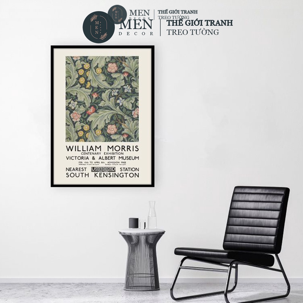 Tranh treo tường canvas William Morris trang trí phòng khách đẹp có khung - MEN DECOR