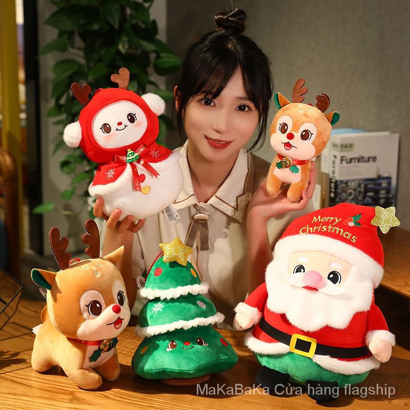 Búp Bê Nhồi Bông Hình Ông Già Noel Và Quả Táo Dễ Thương