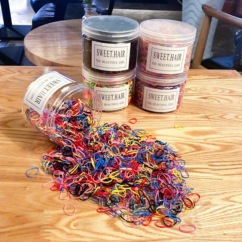 Set 500-2500 Dây Thun Buộc Tóc Nhiều Màu Sắc Thời Trang Hàn Quốc Dành Cho Trẻ Em