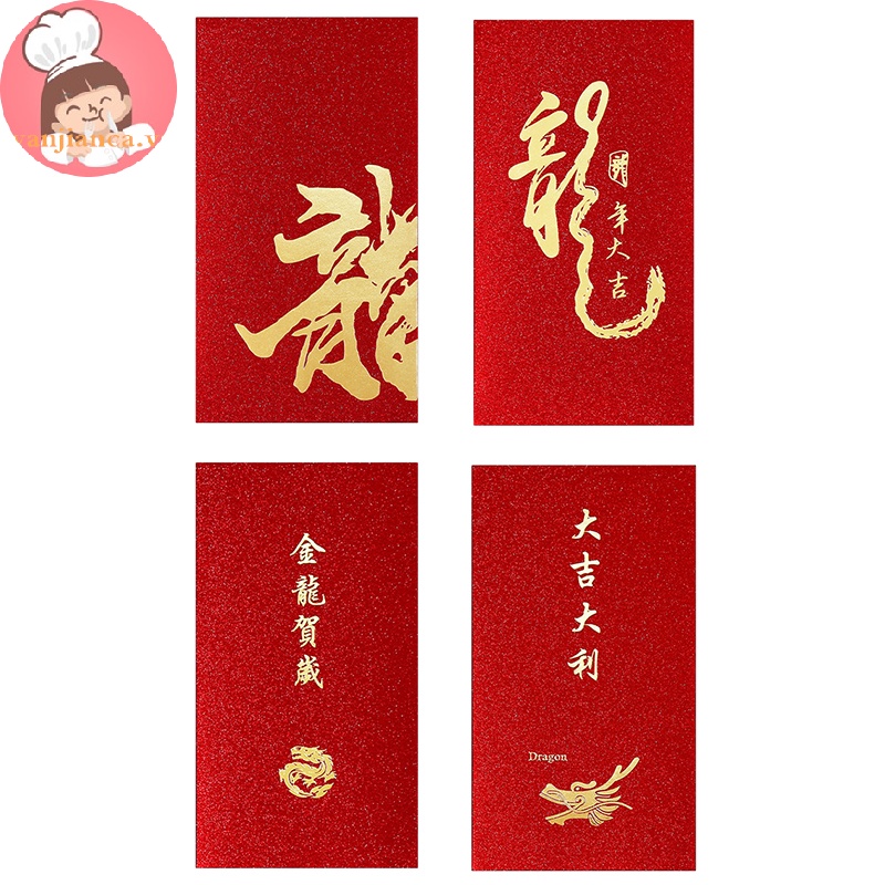 Yanca Set 6 Bao Lì Xì Hình Rồng Đỏ May Mắn Cho Năm Mới 2024 vn
