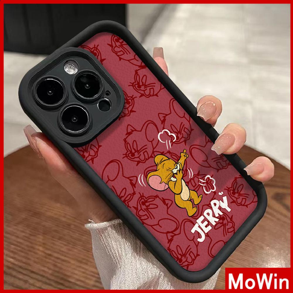 Ốp lưng iPhone 15 Pro Max Ốp Da Họa Tiết Màu Đen Ốp Lưng TPU Chống Sốc Vỏ Mềm Chuột Mèo Hoạt Hình Dễ Thương Tương thích với iPhone14 Pro Max 13 Pro Max 12 Pro Max 11 XR XS Max 7 8Plus