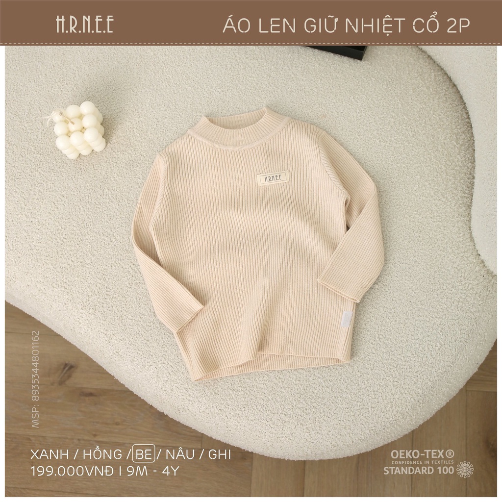 Áo len giữ nhiệt cổ 2p Hrnee cho bé trai, bé gái