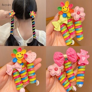 Dây cột tóc co giãn hình vòng hoa màu cầu vồng phong cách công chúa cho bé gái