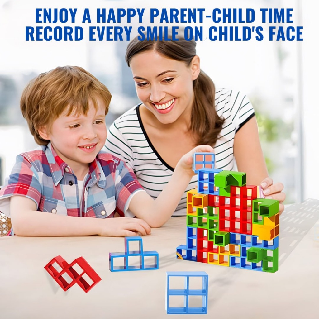 TETRA TOWER GAME RUSSIAN BUILDING BLOCKS STACKING TOYS ТЕТРИС BALANCE TOWER PUZZLE BOARD GAME KIDS DIY ASSEMBLY RUSSIAN PUZZLE