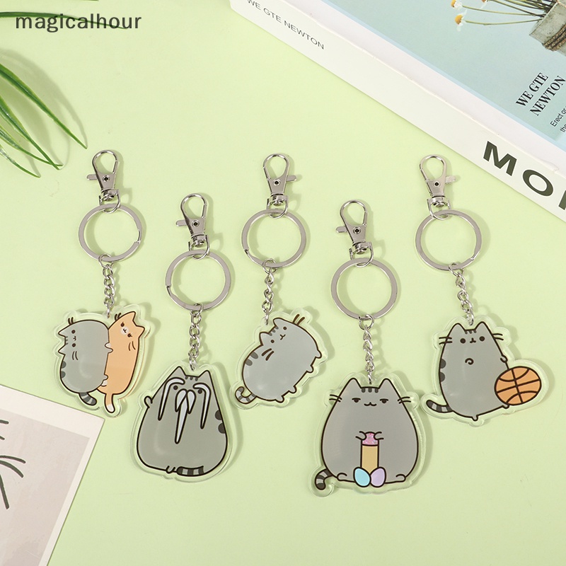 Magicalhour ^ ^ Móc Khóa acrylic Hình Mèo Pusheen Hoạt Hình Nhật Bản Đáng Yêu * Phụ Kiện Mới