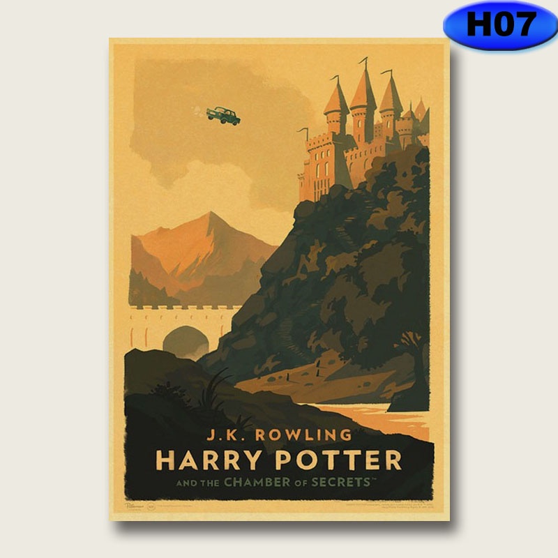 Poster Phim harry potter Màu Đen Treo Tường Trang Trí Phòng Phong Cách retro