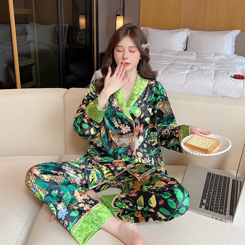 Mới Bộ Đồ Ngủ Bằng Vải Nhung Phong Cách Trung Hoa Thời Trang Thu Đông 2023