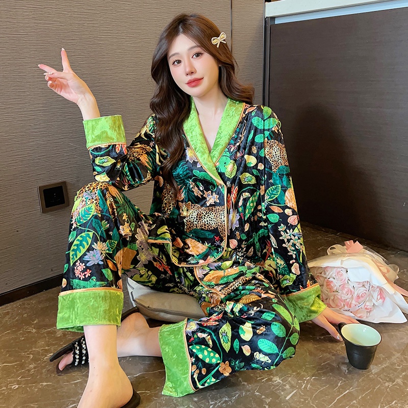 Mới Bộ Đồ Ngủ Bằng Vải Nhung Phong Cách Trung Hoa Thời Trang Thu Đông 2023