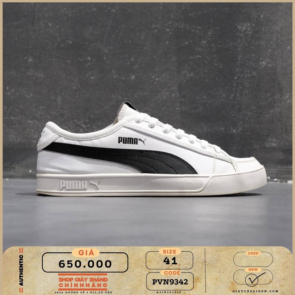 2hand giày  PUMA Smash v2 Vulc SL White Black 367308 02 SIZE 41 9342
