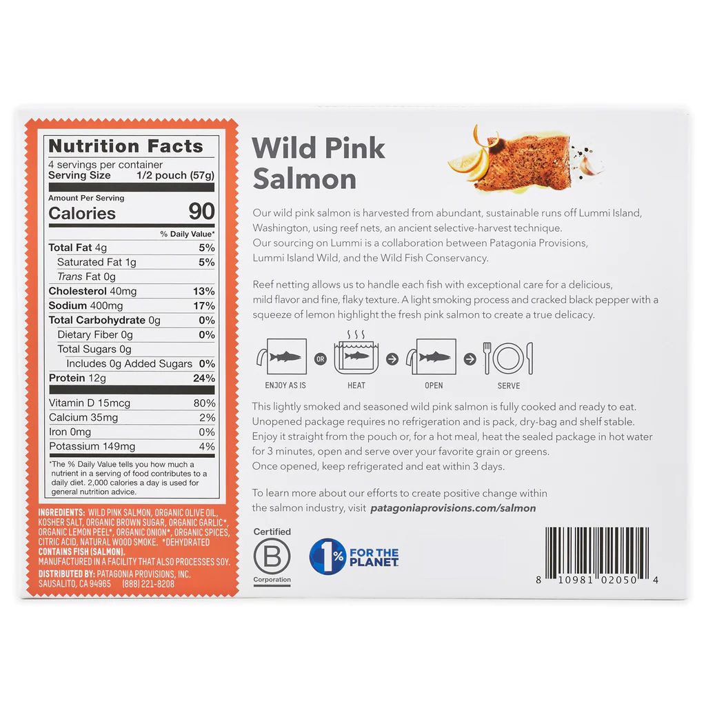 Cá hồi hoang dã ăn liền Wild Pink Salmon "Patagonia" 230g : 2 gói nguyên miếng