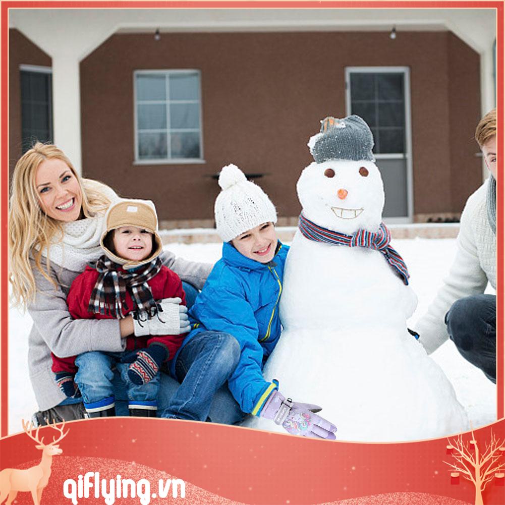 Găng Tay Phủ Toàn Ngón Chống Trượt Họa Tiết Hoạt Hình Cho Trẻ Em Đi Bộ Đường Dài Mùa Đông