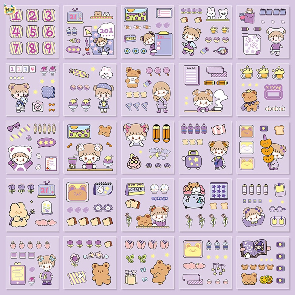 Set 100 Sticker Hoạt Hình Dễ Thương Dán Trang Trí Sổ Tay