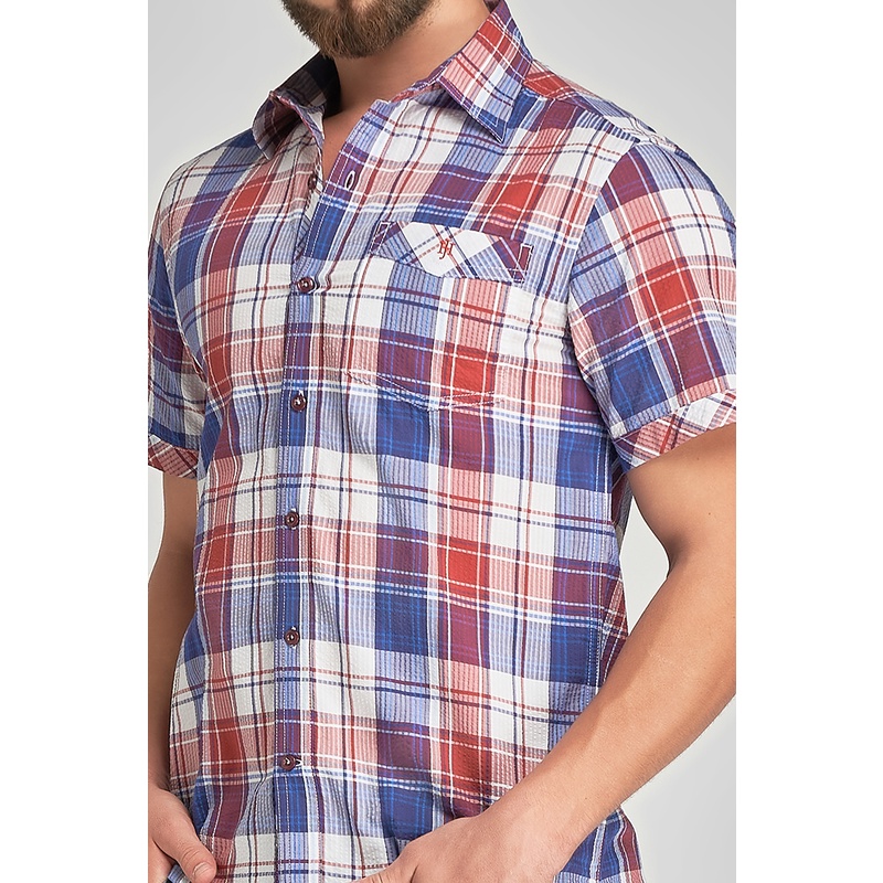 Áo sơ mi có túi họa tiết caro , thời thượng, lịch lãm, chỉn chu John Henry - WS21SS40C-SCUS