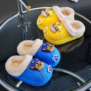W Dép cotton Đi Trong Nhà Giữ Ấm Mùa Đông In Hình Bàn Chân Hoạt Hình Có Thể Tháo Rời Cho Bé Trai Bé Gái