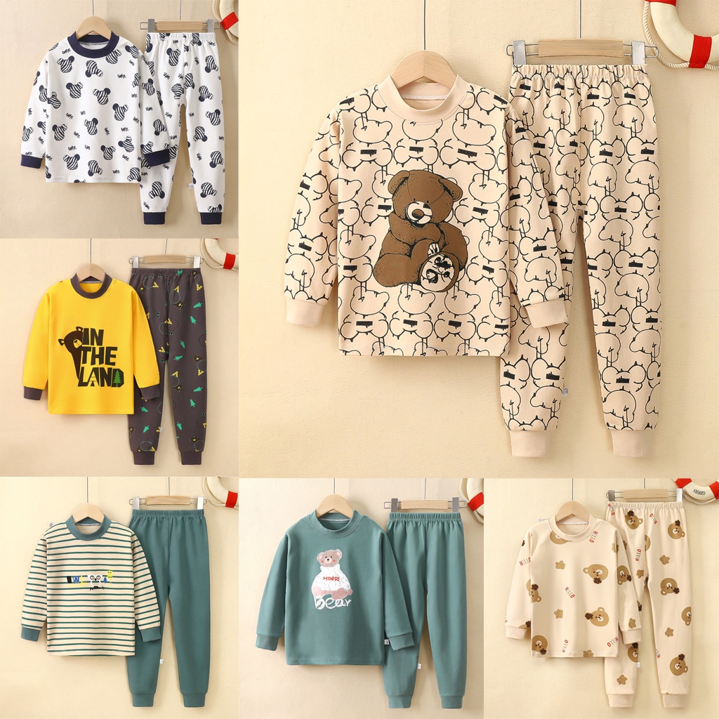 Hoạt Hình Bộ Đồ Ngủ 2 Món Bằng Vải cotton Tay Dài Dành Cho Bé Trai