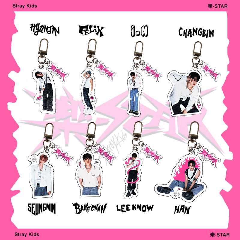 Móc Khóa Hai Mặt acrylic Hình kpop stray kids le-star Mới Quyến Rũ