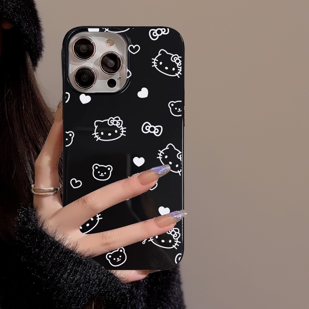 Đen Ốp Điện Thoại tpu Silicon Chống Rơi Hình Mèo graffiti Cho iphone 11 12 13 14 15 pro max plus x xr xs max 7 8 plus se2020