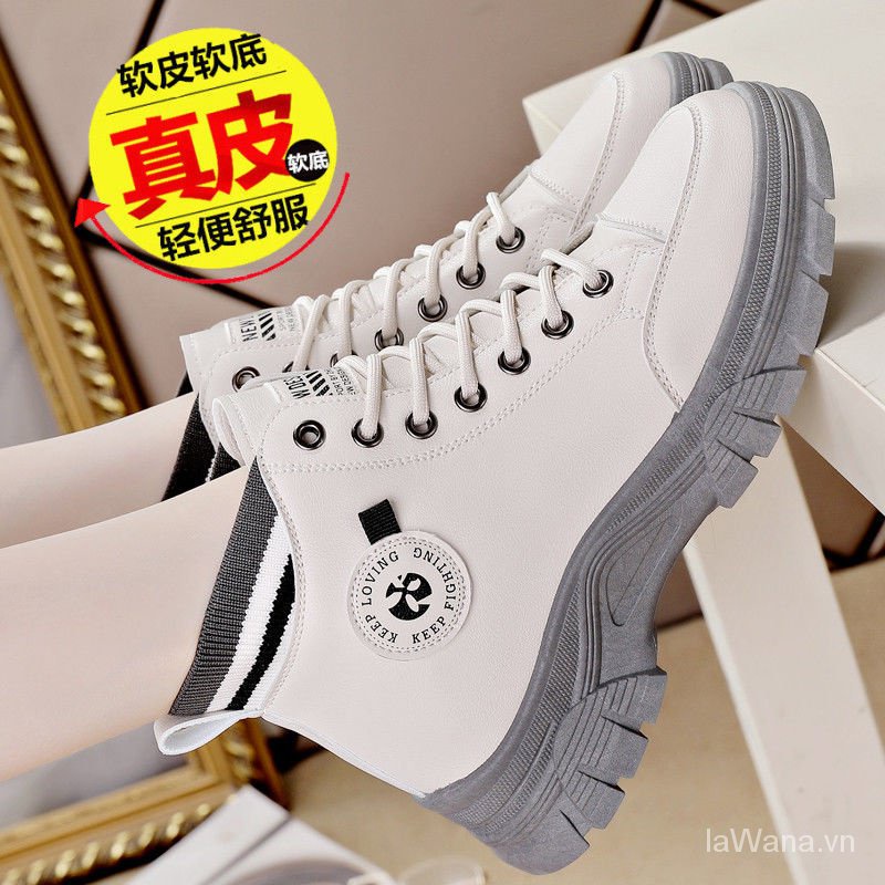 Giày Bốt martin Da Bò Thật Đế Mềm Nhẹ Chống Trượt Thoải Mái Thời Trang Mùa Thu 2023 Cho Nữ