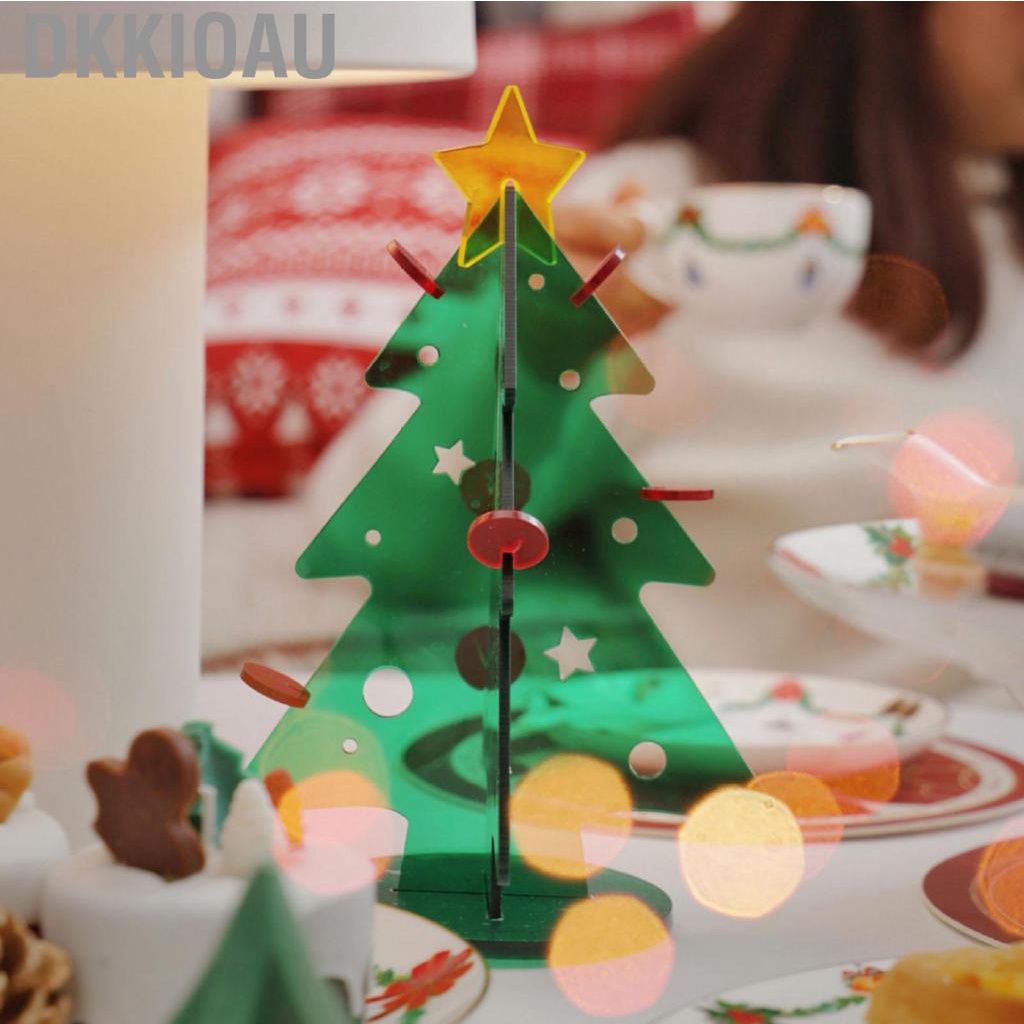 Dkkioau Acrylic Christmas Tree DIY Kit Mini Simple Installation Desktop for Gift Decoration