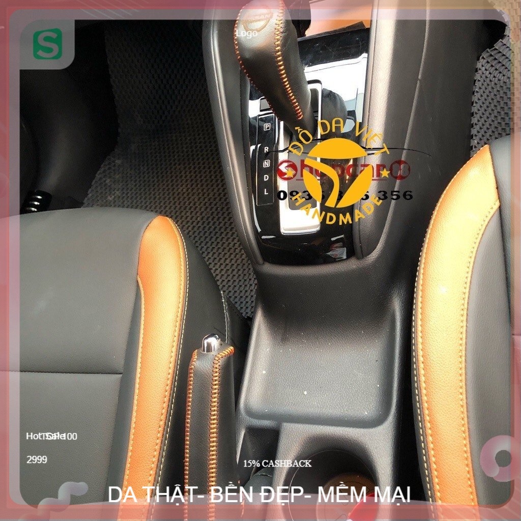 [NISSAN ALMERA] Bọc cần số, tay phanh xe Nissan Almera 2021-2023. Da bò thật bảo hành 2 năm