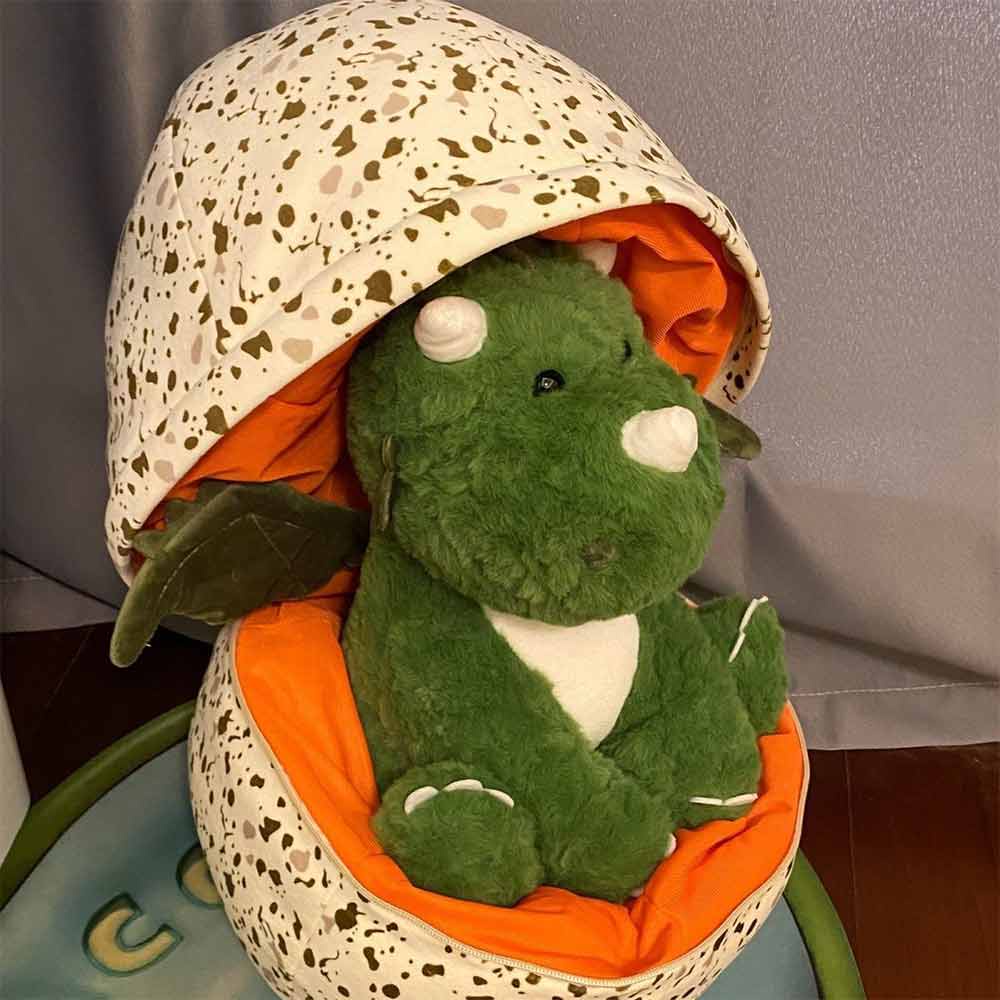 Green Dinosaur Plush Toy Dragon Egg Pillow Doll Gift Filling Soft Dinosaur