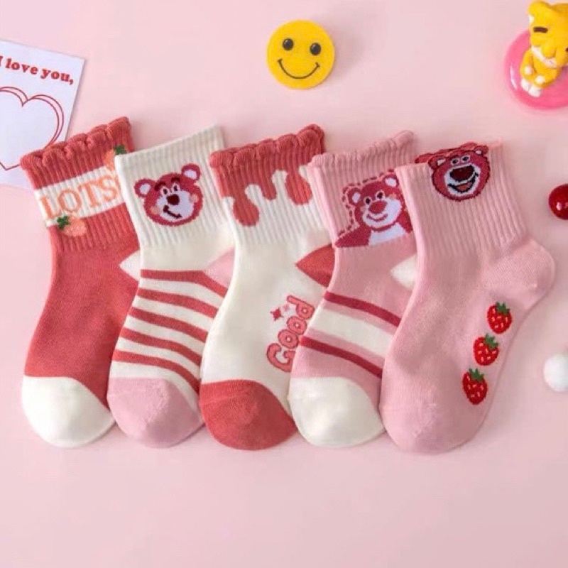 SET 5 ĐÔI TẤT GẤU DÂU CHO BÉ