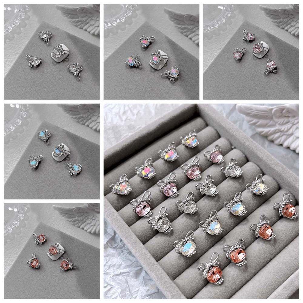 Set 4 Phụ Kiện Trang Trí Móng Tay Nghệ Thuật Hình Nơ Xinh Xắn charms