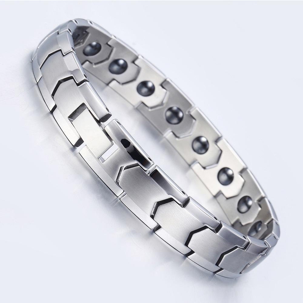 Vòng Tay Trang Sức Nam Châm Bằng Thép Không Gỉ Chống Tĩnh Điện Cho Nam Giao Hàng Ngày